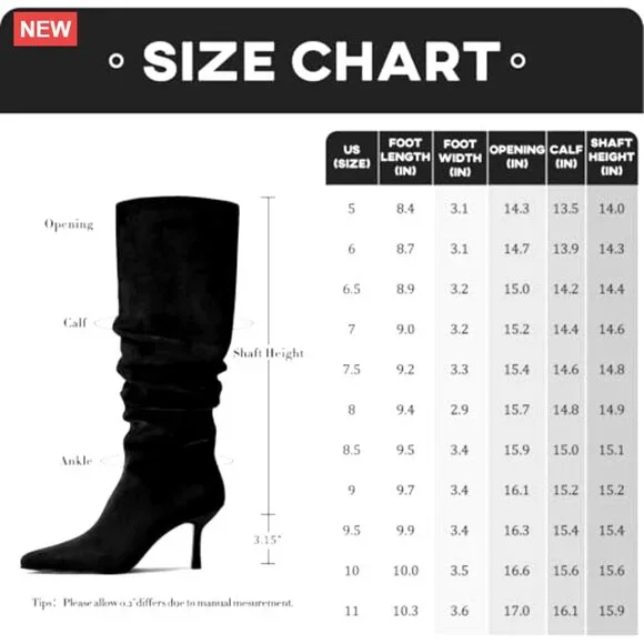 Knee High Boots Suede Pointed Toe Kitten Heel Pull On Zipper Fall Winter - Picture 6 of 7